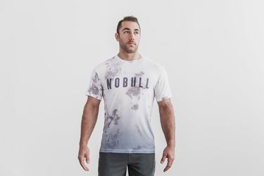 Nobull Dip-Dye Men's T Shirts White | Australia (KD2675)